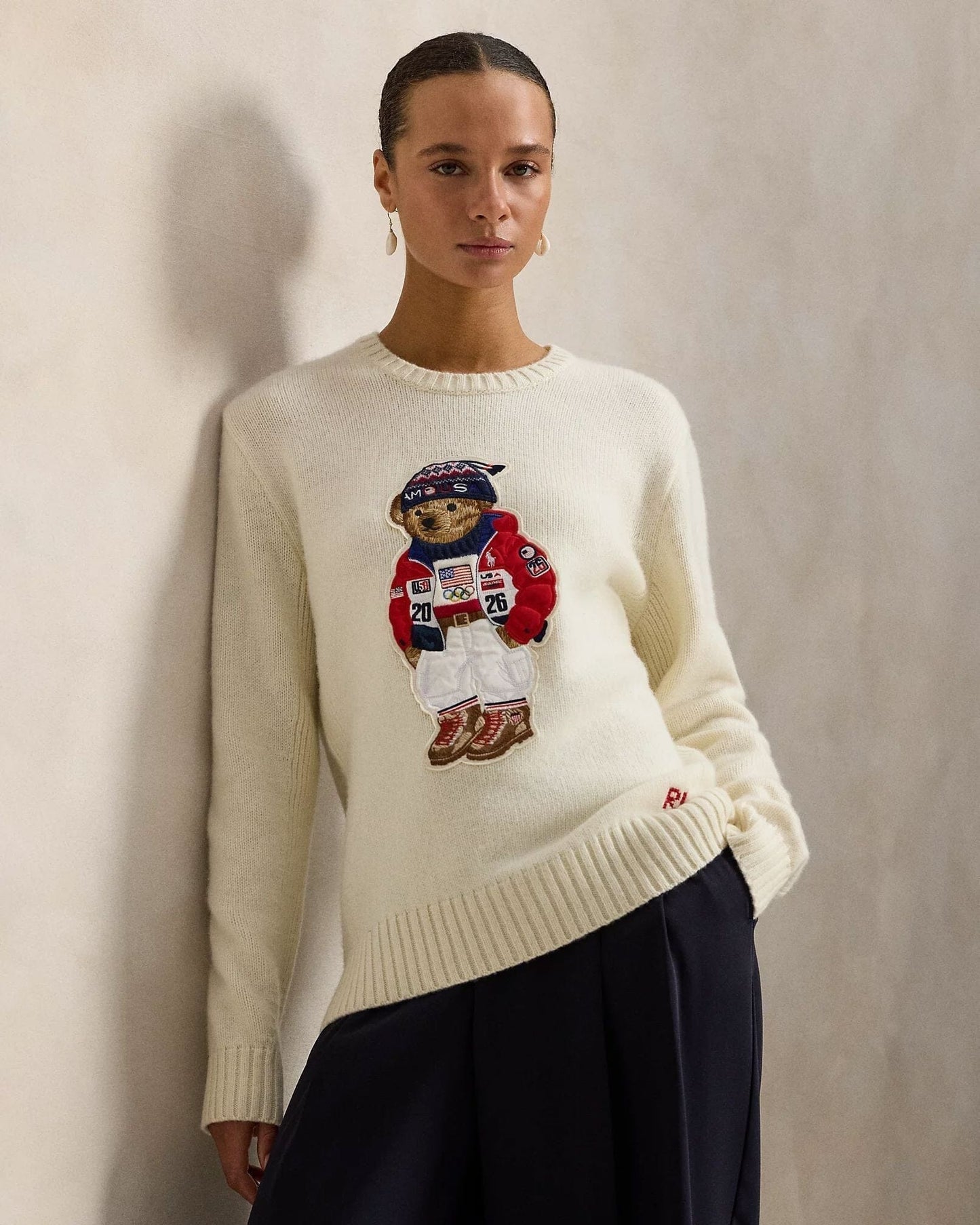 Ralph Lauren Team Usa Polo Bear Sweater Cream Combo - Velmont & Rossi