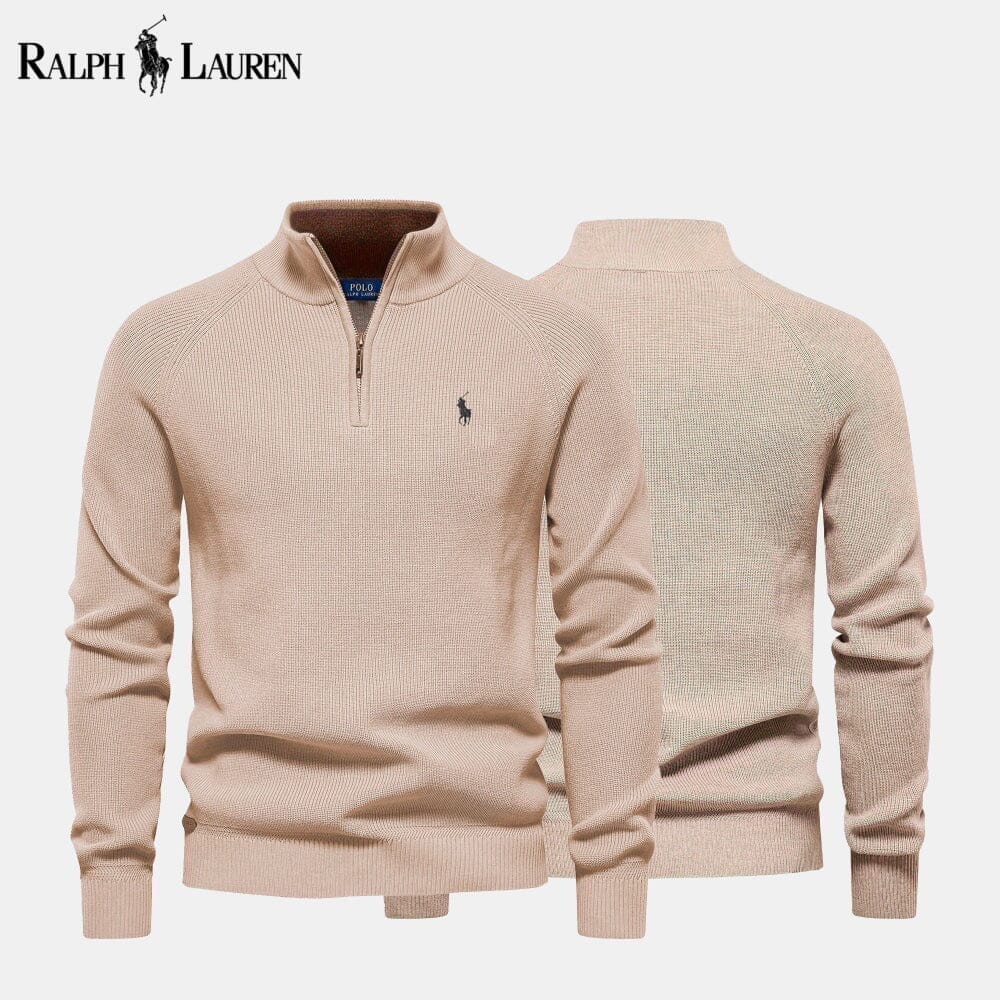 Ralph Lauren Zip Cable Knit Wool Knit Sweater Green - Velmont & Rossi