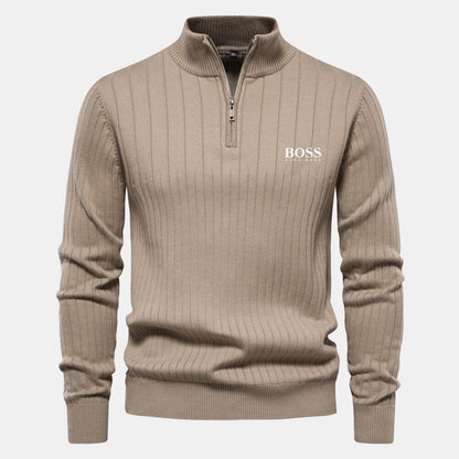 Hugo Boss Zip Classic Knit Sweater Beige - Velmont & Rossi