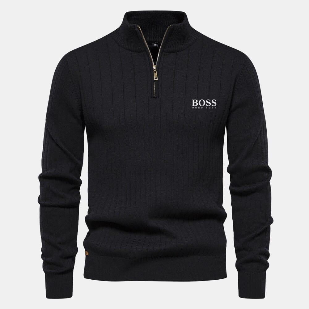 Hugo Boss Zip Classic Knit Sweater Beige - Velmont & Rossi