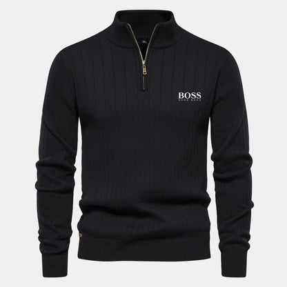 Hugo Boss Zip Classic Knit Sweater Beige - Velmont & Rossi