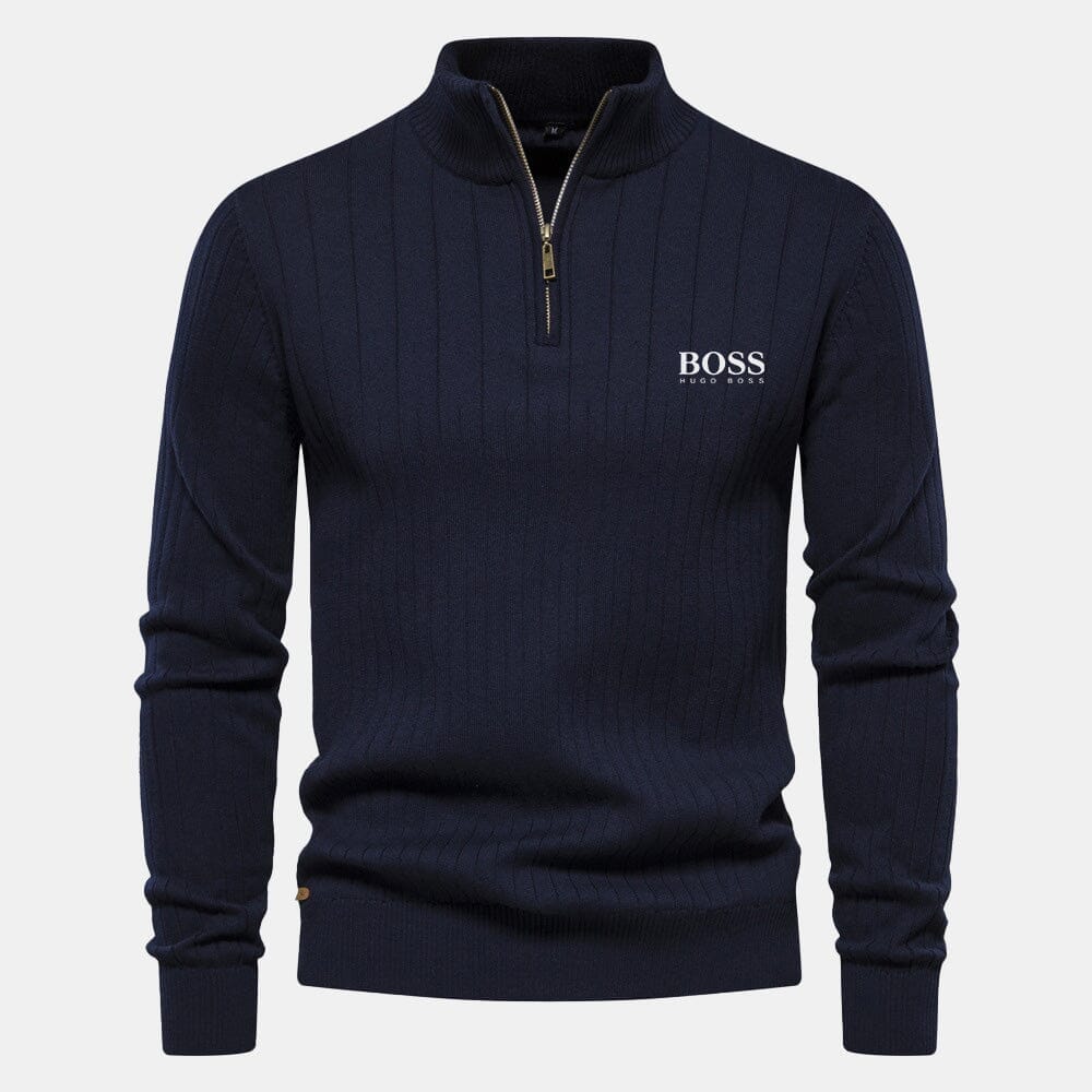 Hugo Boss Zip Classic Knit Sweater Beige - Velmont & Rossi