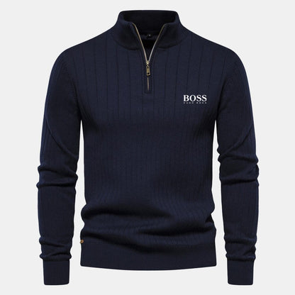 Hugo Boss Zip Classic Knit Sweater Beige - Velmont & Rossi