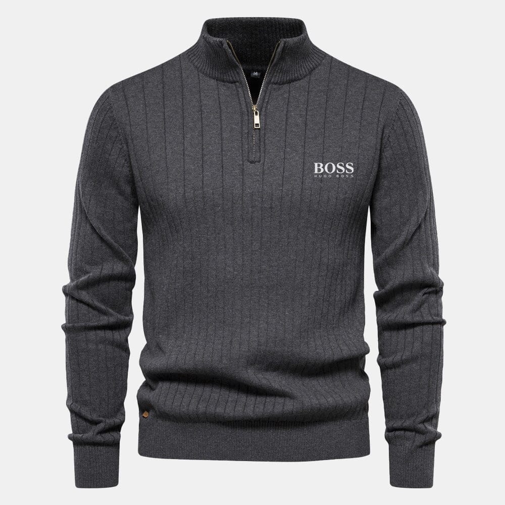 Hugo Boss Zip Classic Knit Sweater Beige - Velmont & Rossi