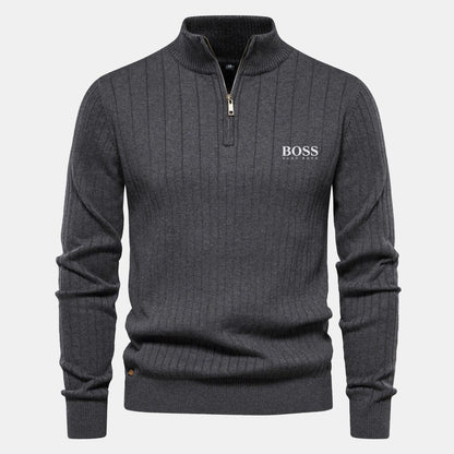 Hugo Boss Zip Classic Knit Sweater Beige - Velmont & Rossi