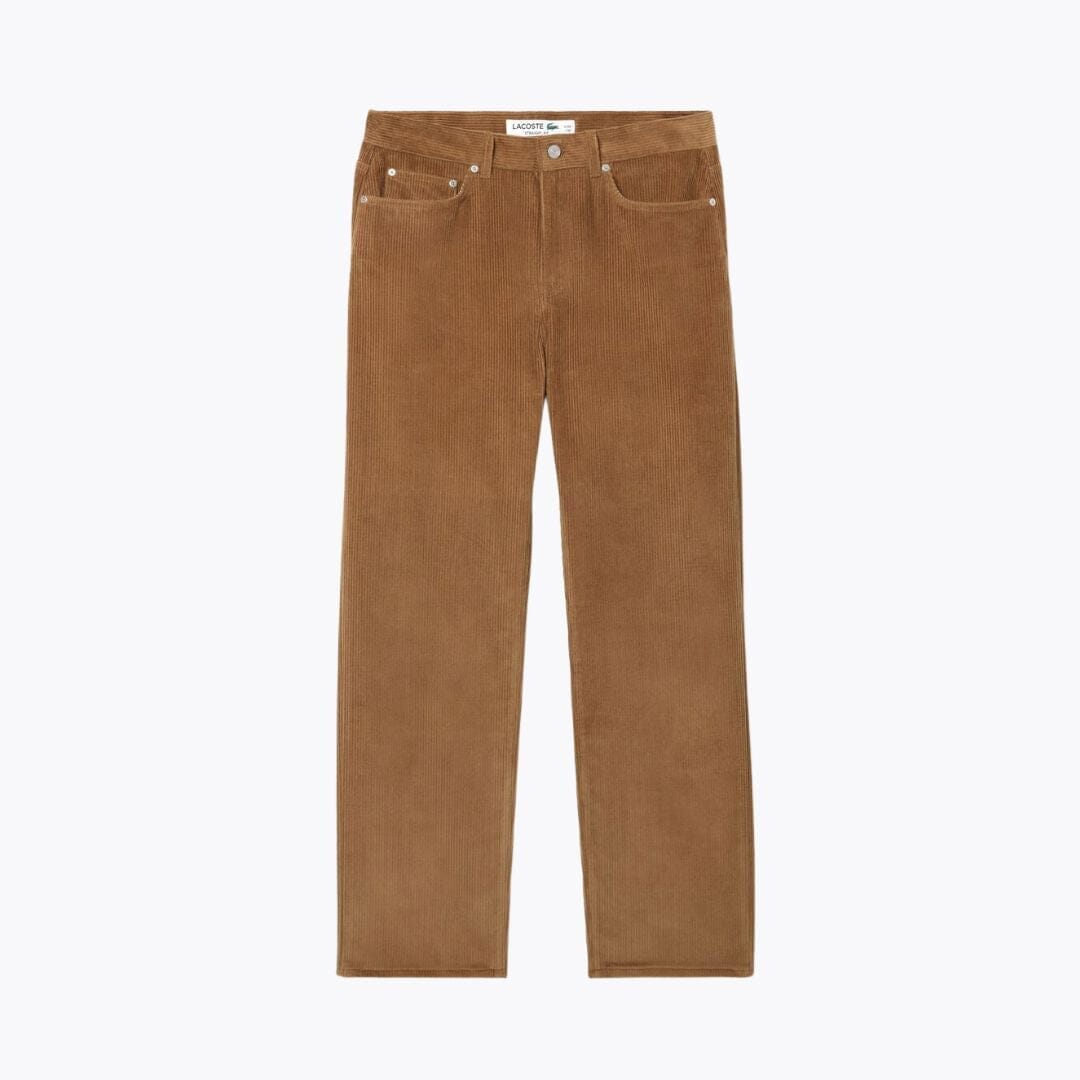 Lacoste 5 Pocket Straight Fit Velour Pants Brown - Velmont & Rossi