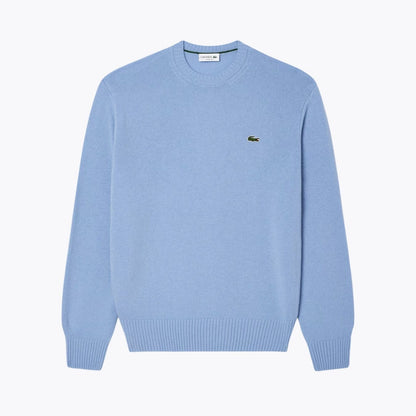 Lacoste Carded Wool Crew Neck Sweater Pale Blue - Velmont & Rossi