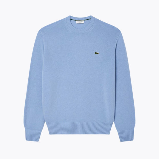 Lacoste Carded Wool Crew Neck Sweater Pale Blue - Velmont & Rossi