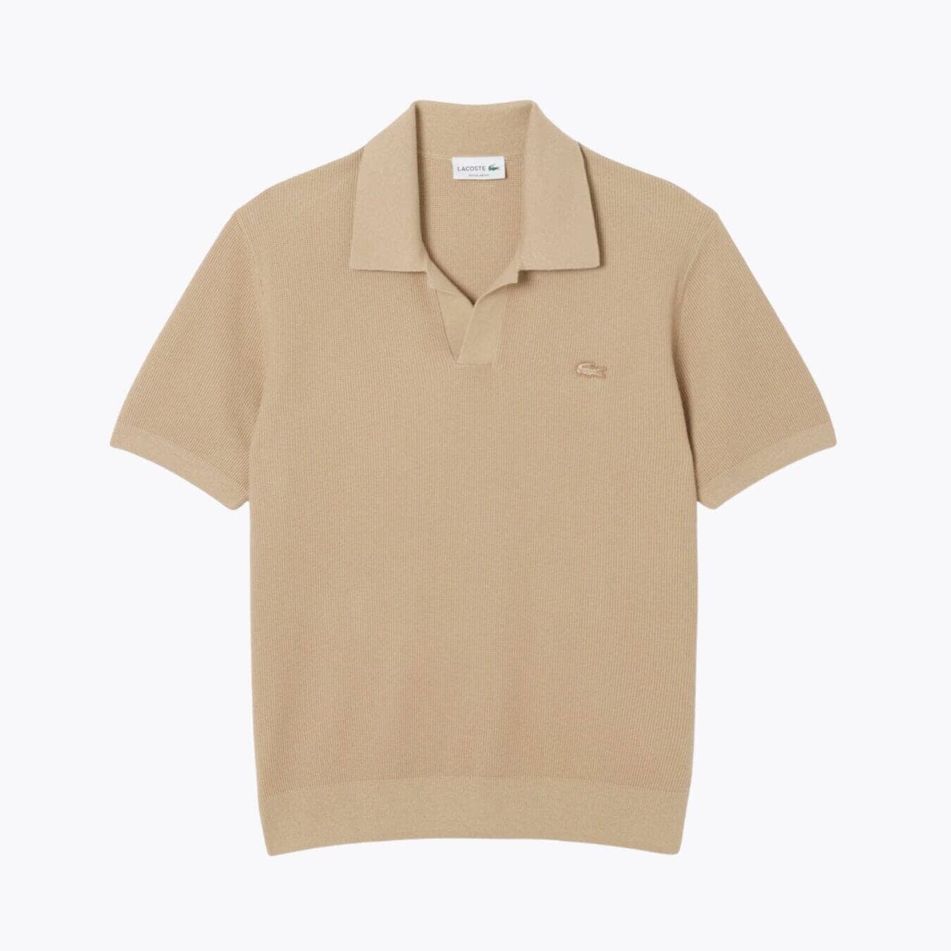 Lacoste Cotton Blend Open Polo Collar Sweater Beige - Velmont & Rossi