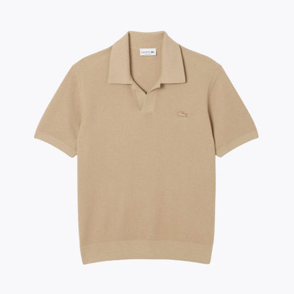 Lacoste Cotton Blend Open Polo Collar Sweater Beige - Velmont & Rossi
