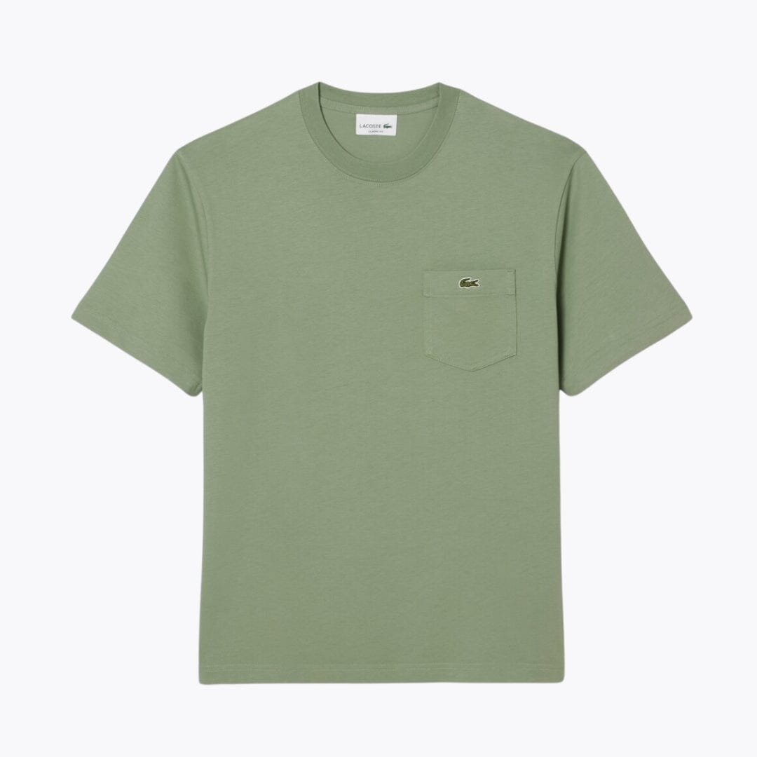 Lacoste Cotton T Shirt With Breast Pocket Pine Green - Velmont & Rossi