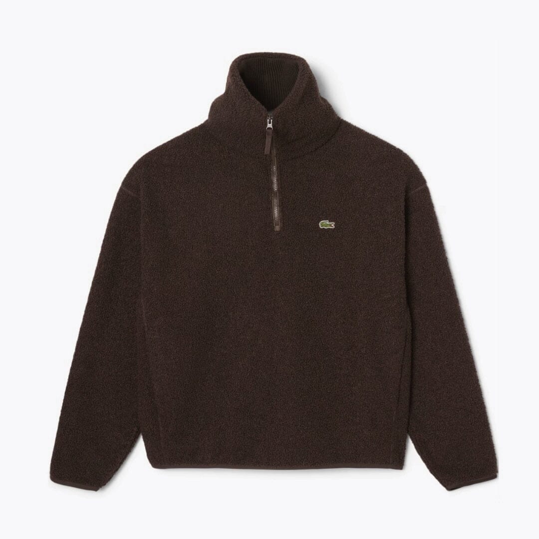 Lacoste High Zipped Neck Polar Fleece Sweatshirt Brown - Velmont & Rossi