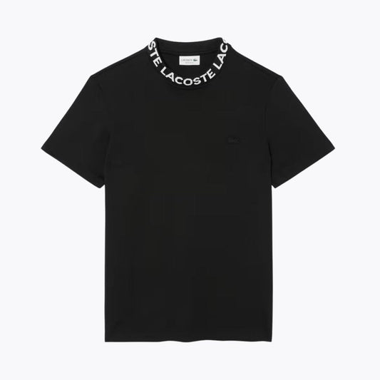 Lacoste Jacquard Branded Piqué T-shirt Black - Velmont & Rossi