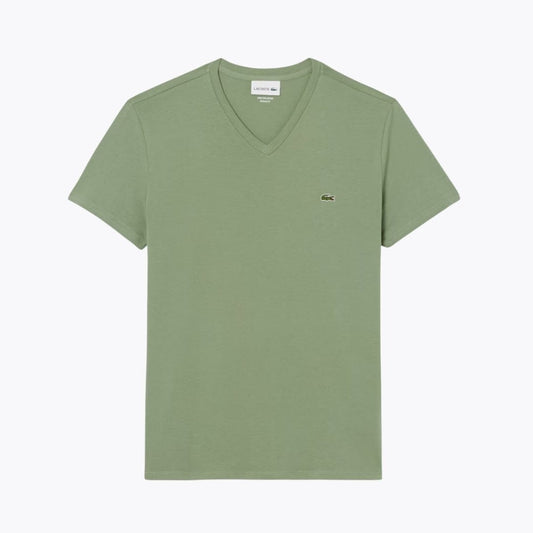 Lacoste Lightweight Cotton Pima V Neck T-shirt Green - Velmont & Rossi