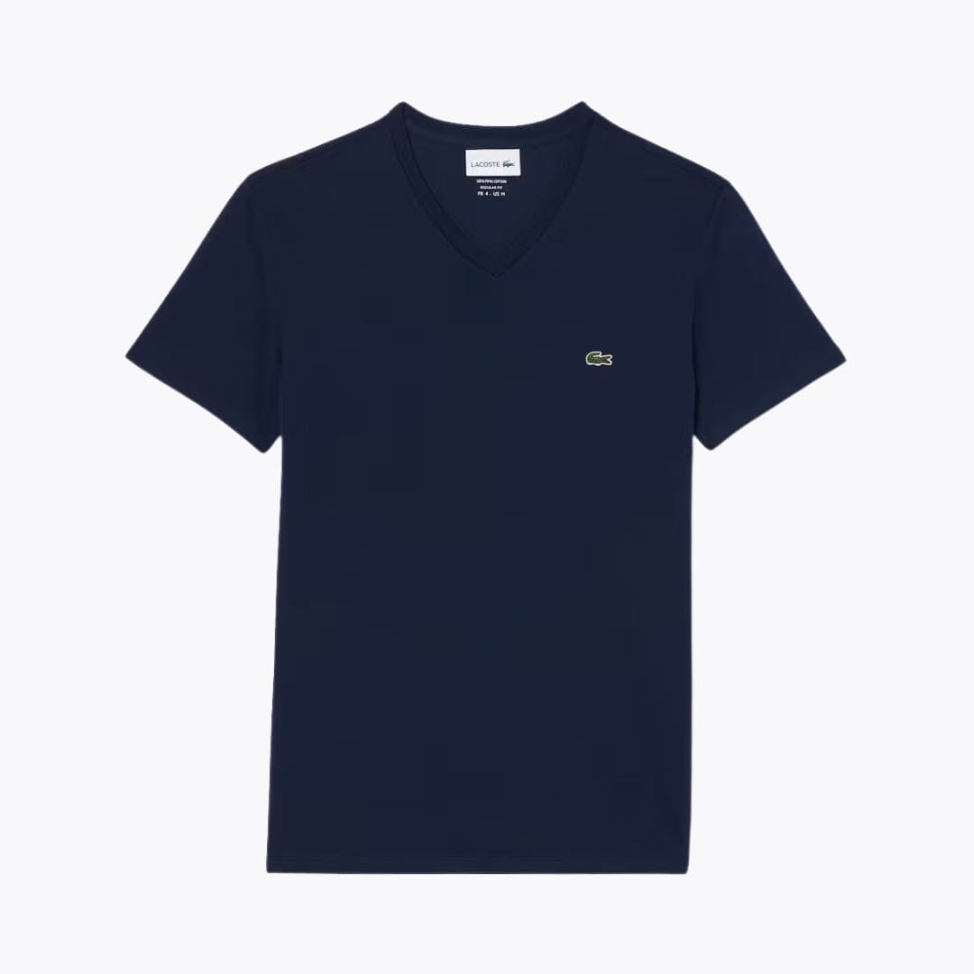 Lacoste Lightweight Cotton Pima V Neck T Shirt Green - Velmont & Rossi