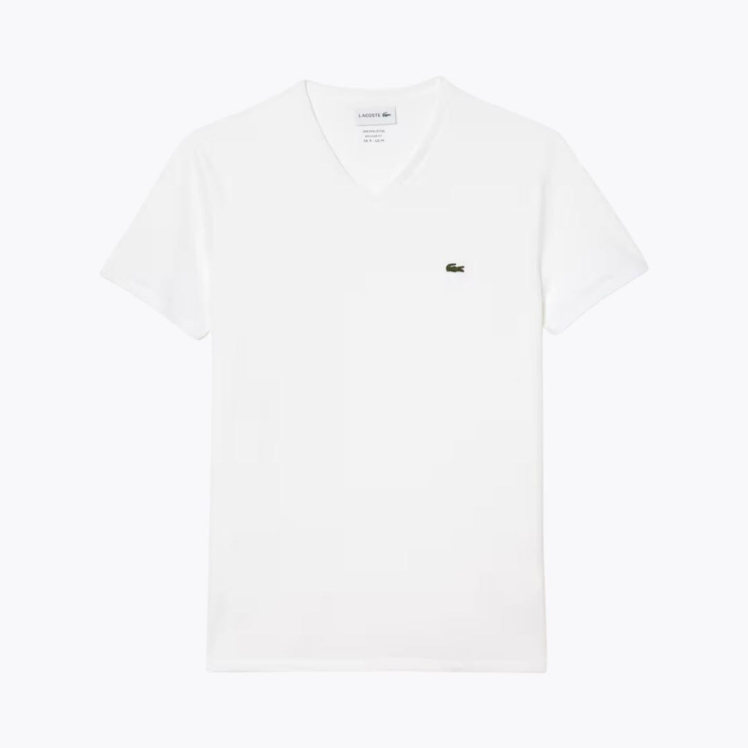 Lacoste Lightweight Cotton Pima V Neck T Shirt Green - Velmont & Rossi