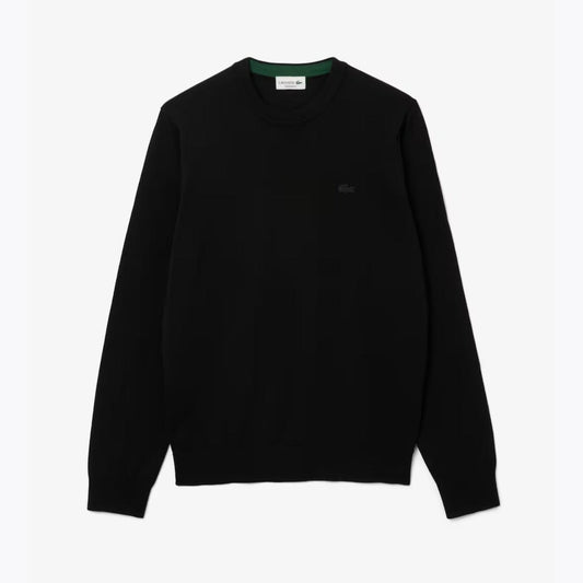 Lacoste Merino Wool Crew Neck Sweater Black - Velmont & Rossi