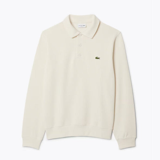 Lacoste Ribbed Cotton Polo Collar Sweatshirt White - Velmont & Rossi