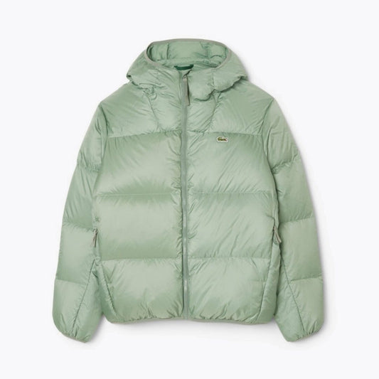 Lacoste Short Water-Repellent Hooded Puffed Jacket Green - Velmont & Rossi