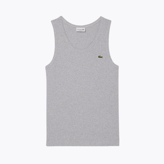 Lacoste Slim Fit Ribbed Cotton Tank Top Light Grey - Velmont & Rossi