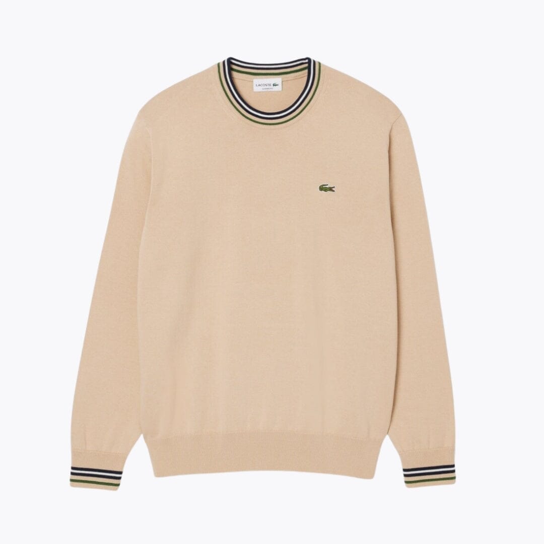 Lacoste Striped Cotton Jersey Sweater Beige / Blue - Velmont & Rossi