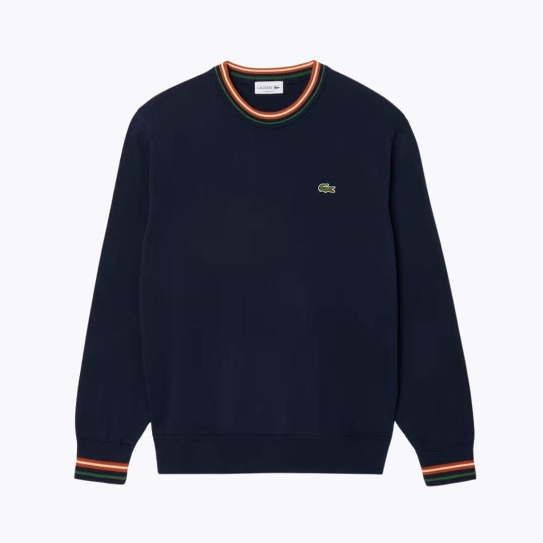 Lacoste Striped Cotton Jersey Sweater Beige / Blue - Velmont & Rossi