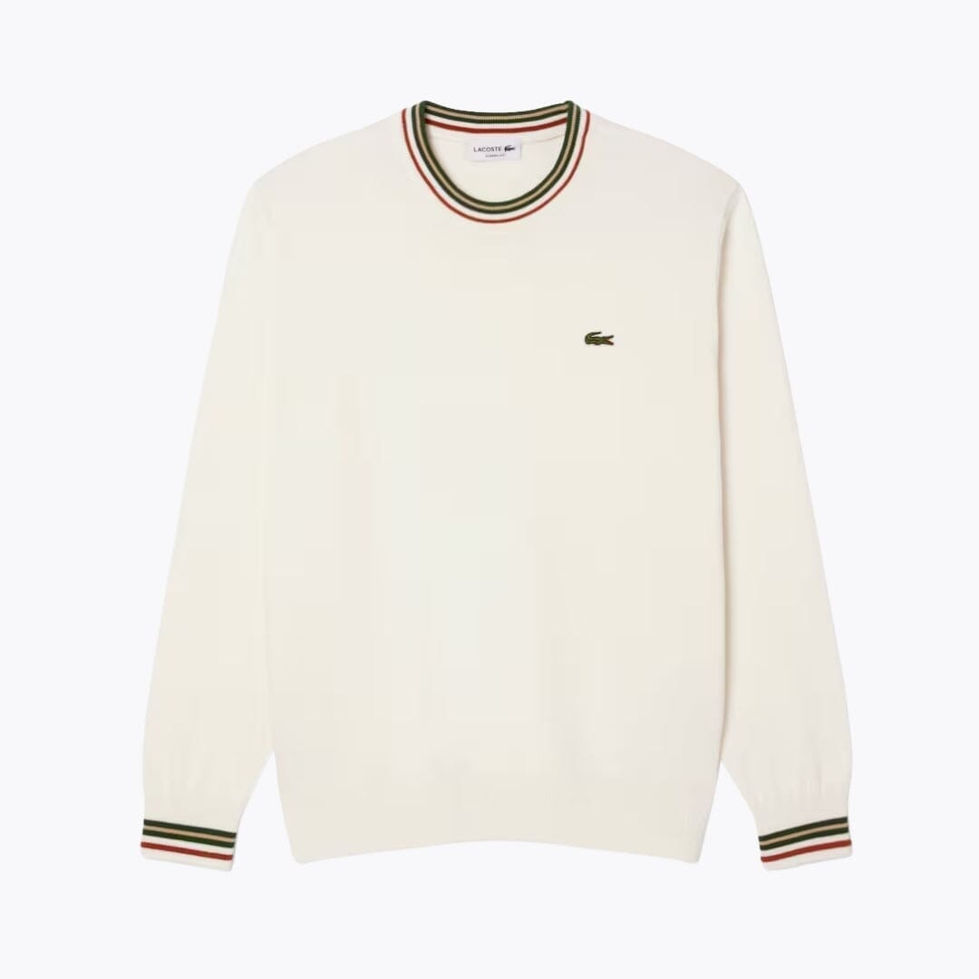 Lacoste Striped Cotton Jersey Sweater Beige / Blue - Velmont & Rossi
