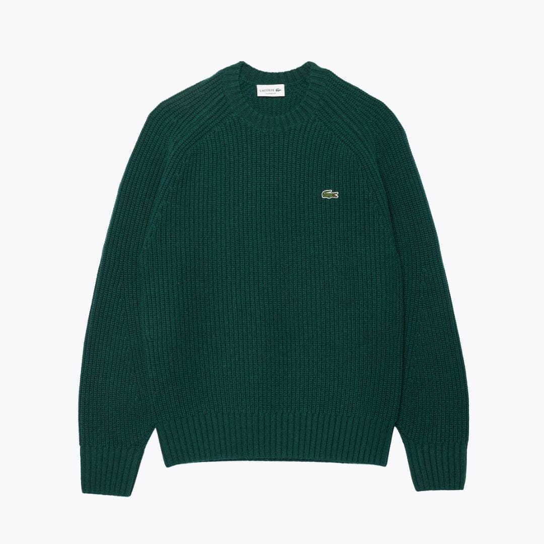 Lacoste Thick Carded Wool Crew Neck Sweater Sinople Green - Velmont & Rossi