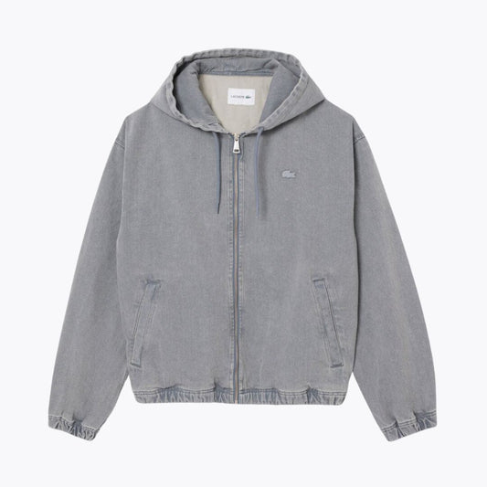 Lacoste Washed Effect Denim Hooded Jacket Blue - Velmont & Rossi