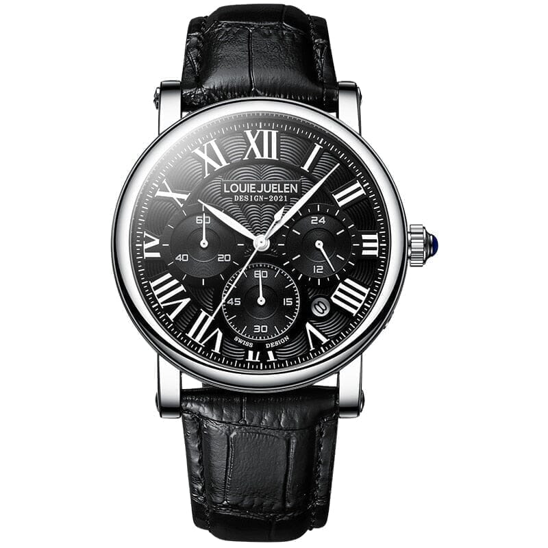 Poedagar Executive Classic Silver With Black Leather Background - Velmont & Rossi