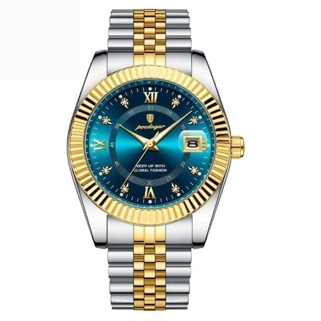 Poedagar Goldenstar – 40Mm Watch | Waterproof | Stainless Steel Blue - Velmont & Rossi
