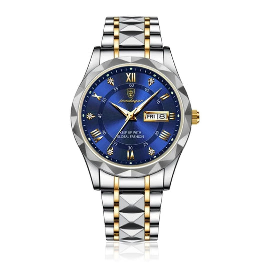 Poedagar Luminous Steel Watch 40 Mm – Waterproof | Transfer Steel Blue - Velmont & Rossi