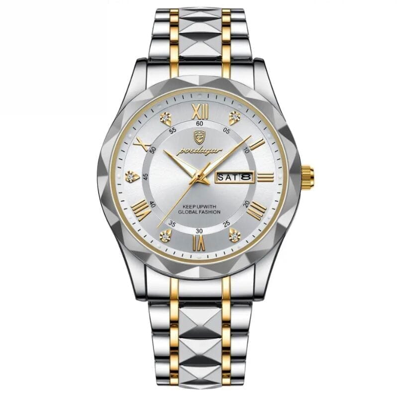 Poedagar Luminous Steel Watch 40 Mm Waterproof Transfer Steel Green - Velmont & Rossi