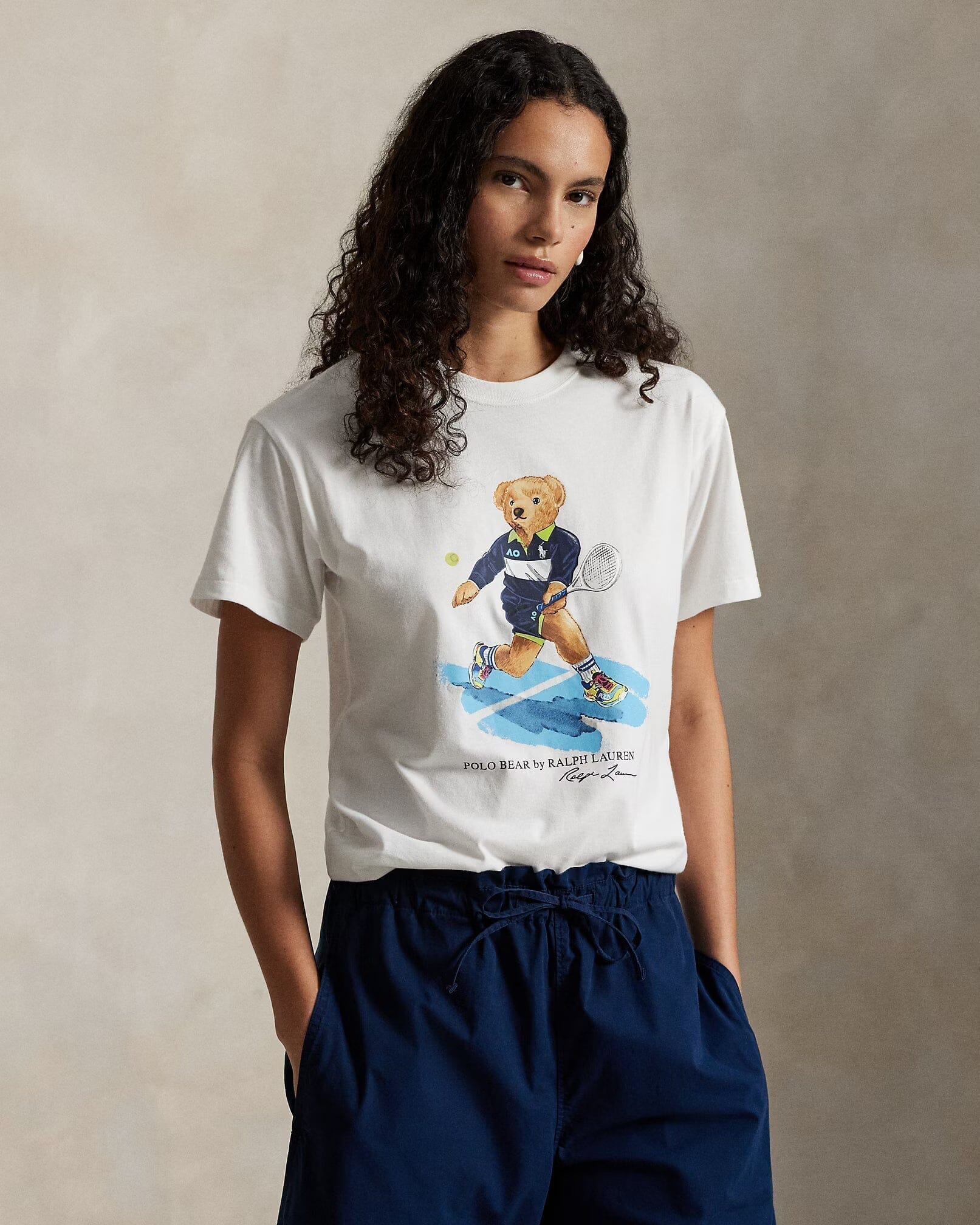 Ralph Lauren Australian Open Polo Bear Jersey Tee White - Velmont & Rossi