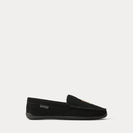 Ralph Lauren Brenan Polo Bear Suede Slipper Black/Holiday Bear - Velmont & Rossi