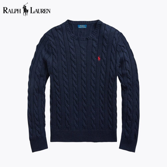 Ralph Lauren Cable-Knit Cotton Jumper Navy Blue - Velmont & Rossi