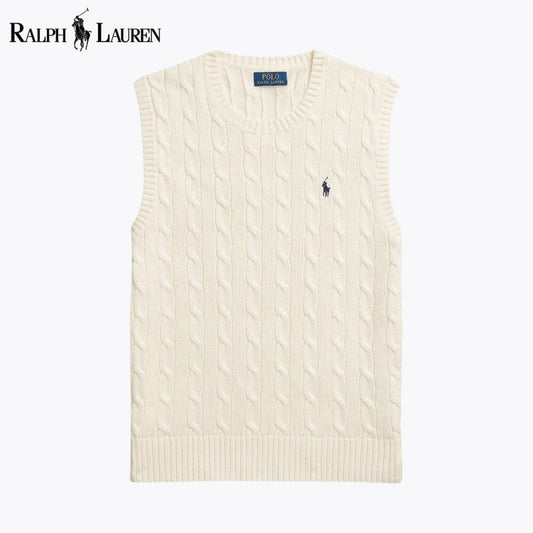 Ralph Lauren Cable-Knit Cotton Sweater Vest Cream - Velmont & Rossi