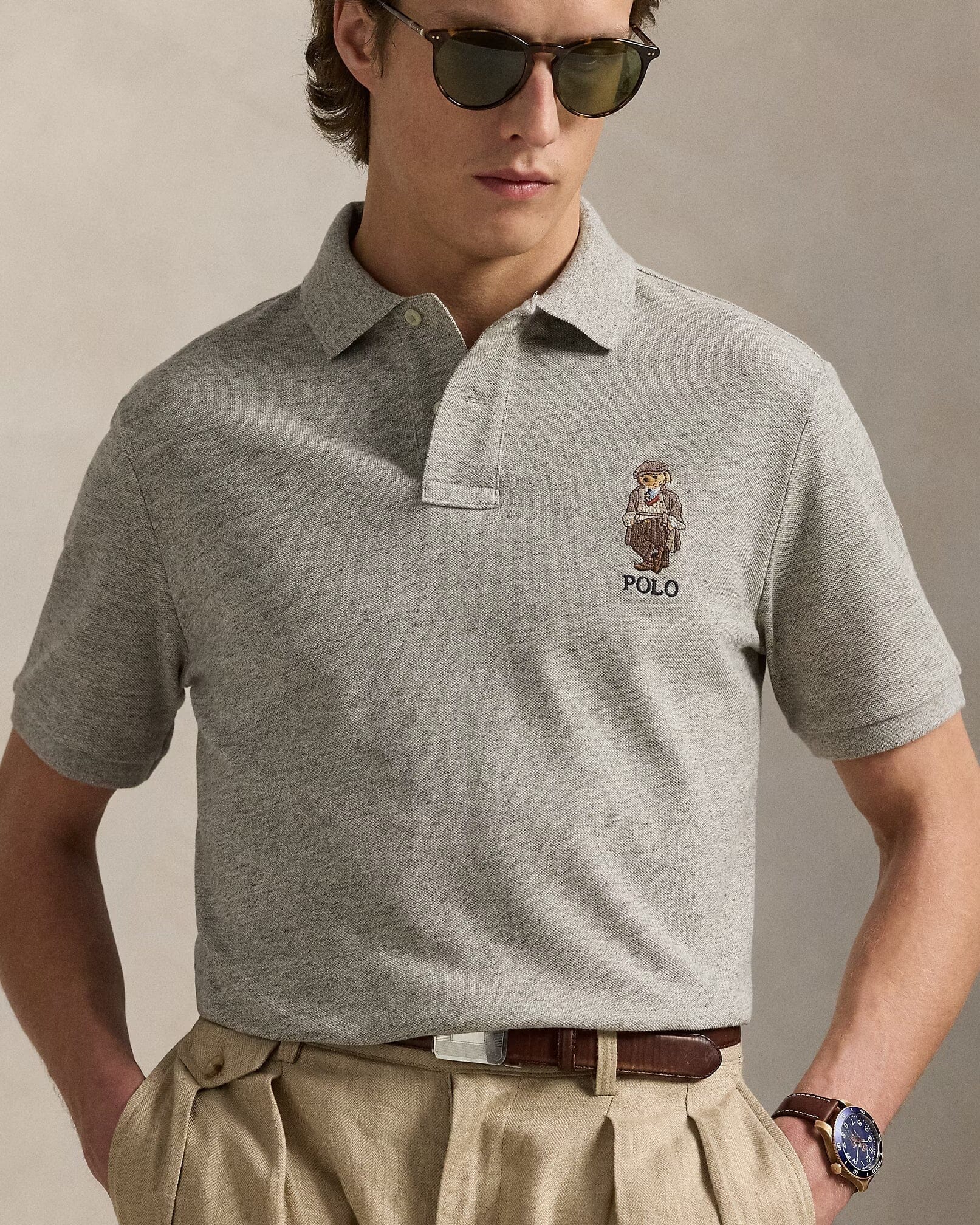 Ralph Lauren Classic Fit Polo Bear Mesh Polo Shirt Loft Heather - Velmont & Rossi