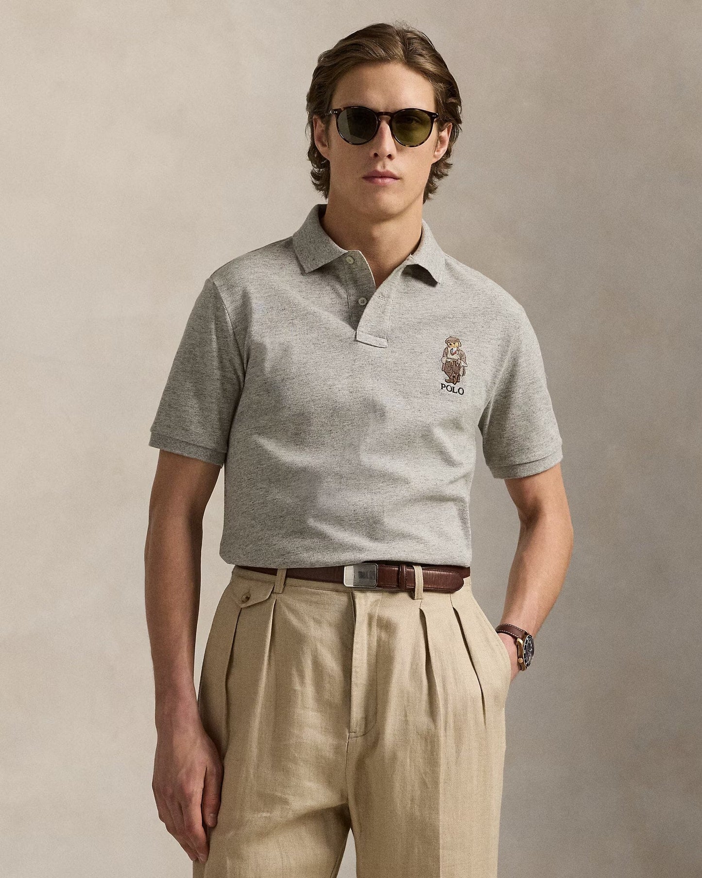 Ralph Lauren Classic Fit Polo Bear Mesh Polo Shirt Loft Heather - Velmont & Rossi