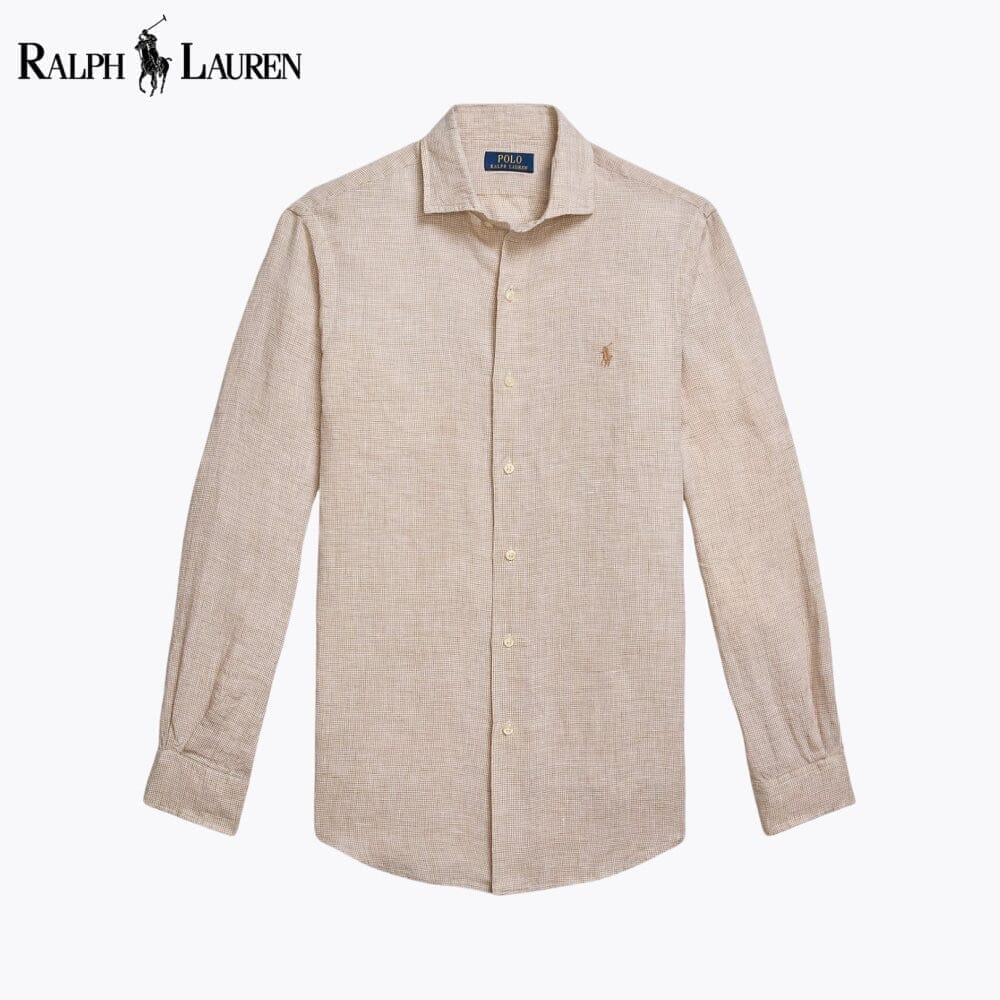 Ralph Lauren Custom Fit Linen Shirt Blue White - Velmont & Rossi
