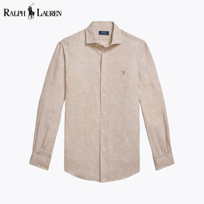 Ralph Lauren Custom Fit Linen Shirt Blue White - Velmont & Rossi