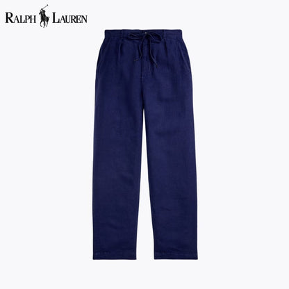 Ralph Lauren Lateef Relaxed Fit Pleated Linen Pant Cream - Velmont & Rossi