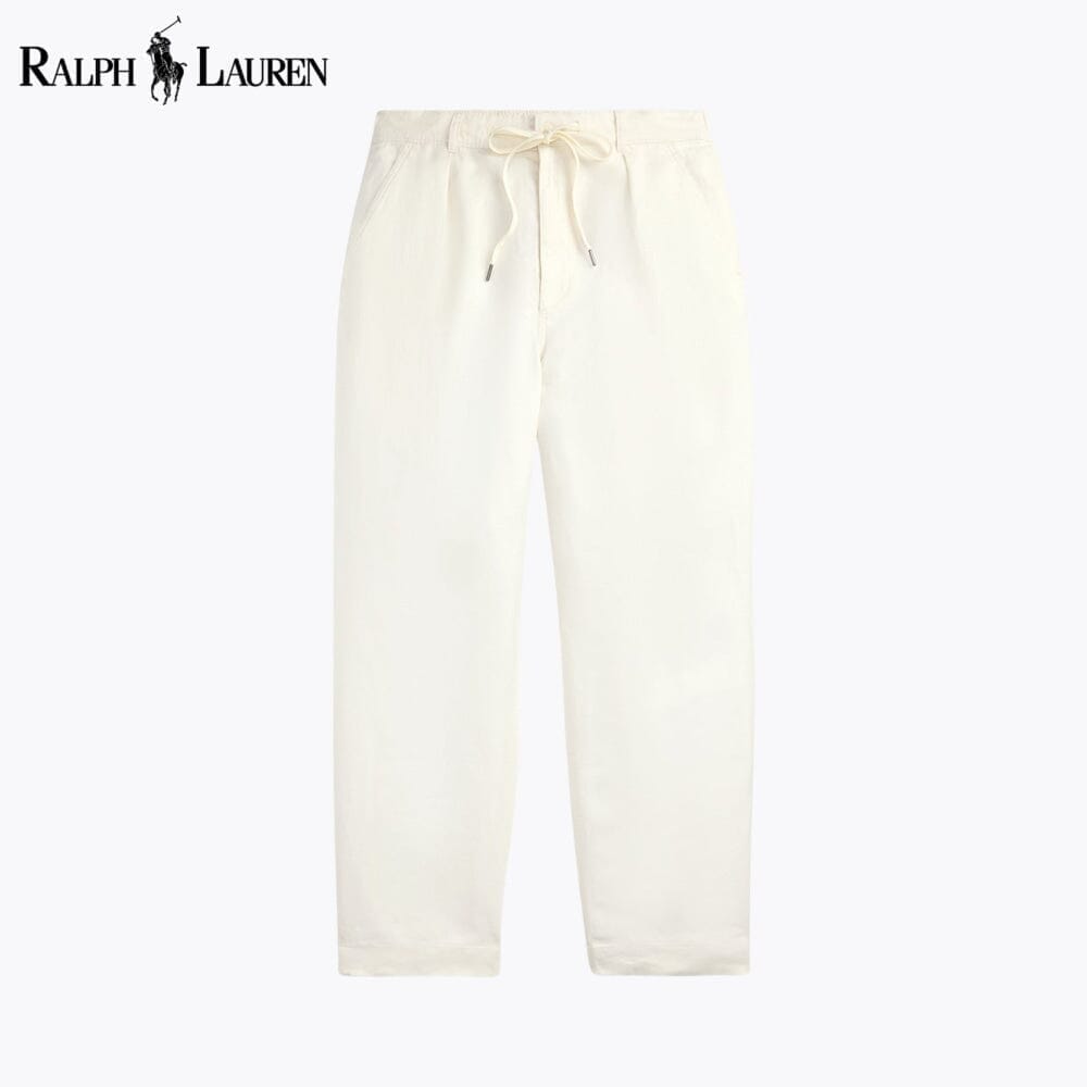 Ralph Lauren Lateef Relaxed Fit Pleated Linen Pant Cream - Velmont & Rossi