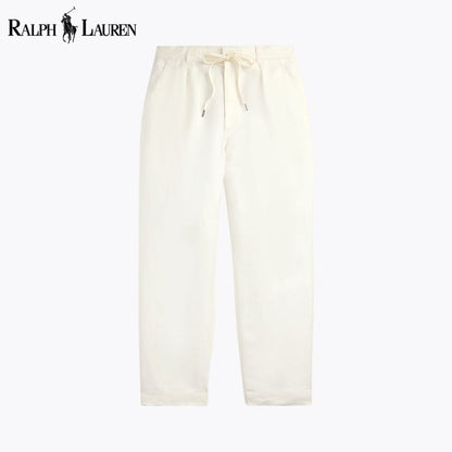 Ralph Lauren Lateef Relaxed Fit Pleated Linen Pant Cream - Velmont & Rossi