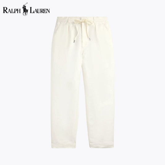 Ralph Lauren Lateef Relaxed Fit Pleated Linen Pant Cream - Velmont & Rossi