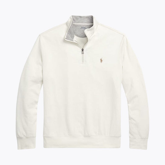Ralph Lauren Luxury Jersey Quarter-Zip Pullover Parchment Cream - Velmont & Rossi