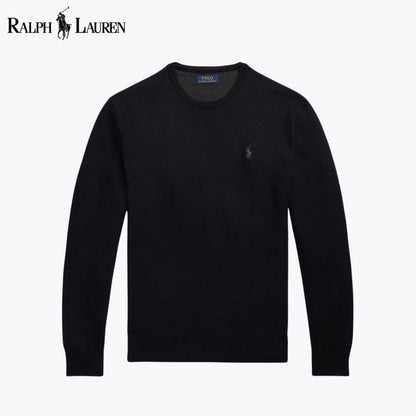 Ralph Lauren Mesh Knit Cotton Crewneck Sweater Navy Blue - Velmont & Rossi