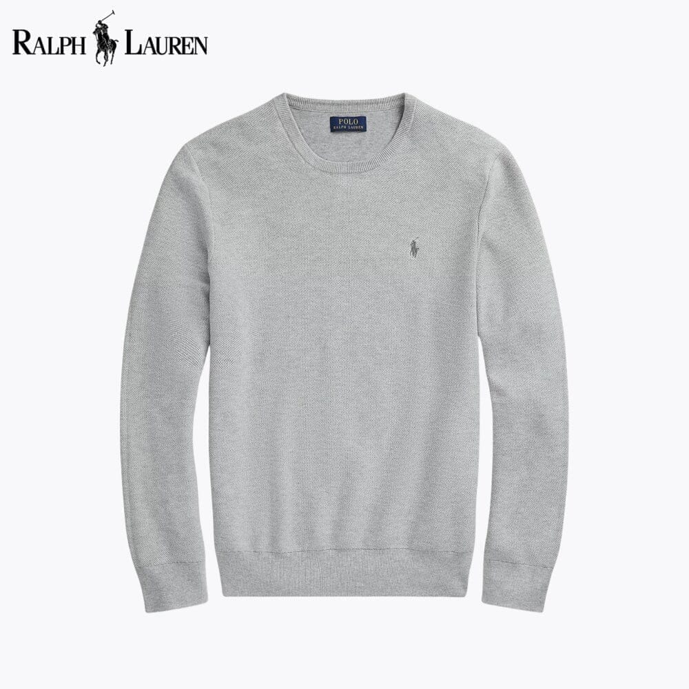 Ralph Lauren Mesh Knit Cotton Crewneck Sweater Navy Blue - Velmont & Rossi