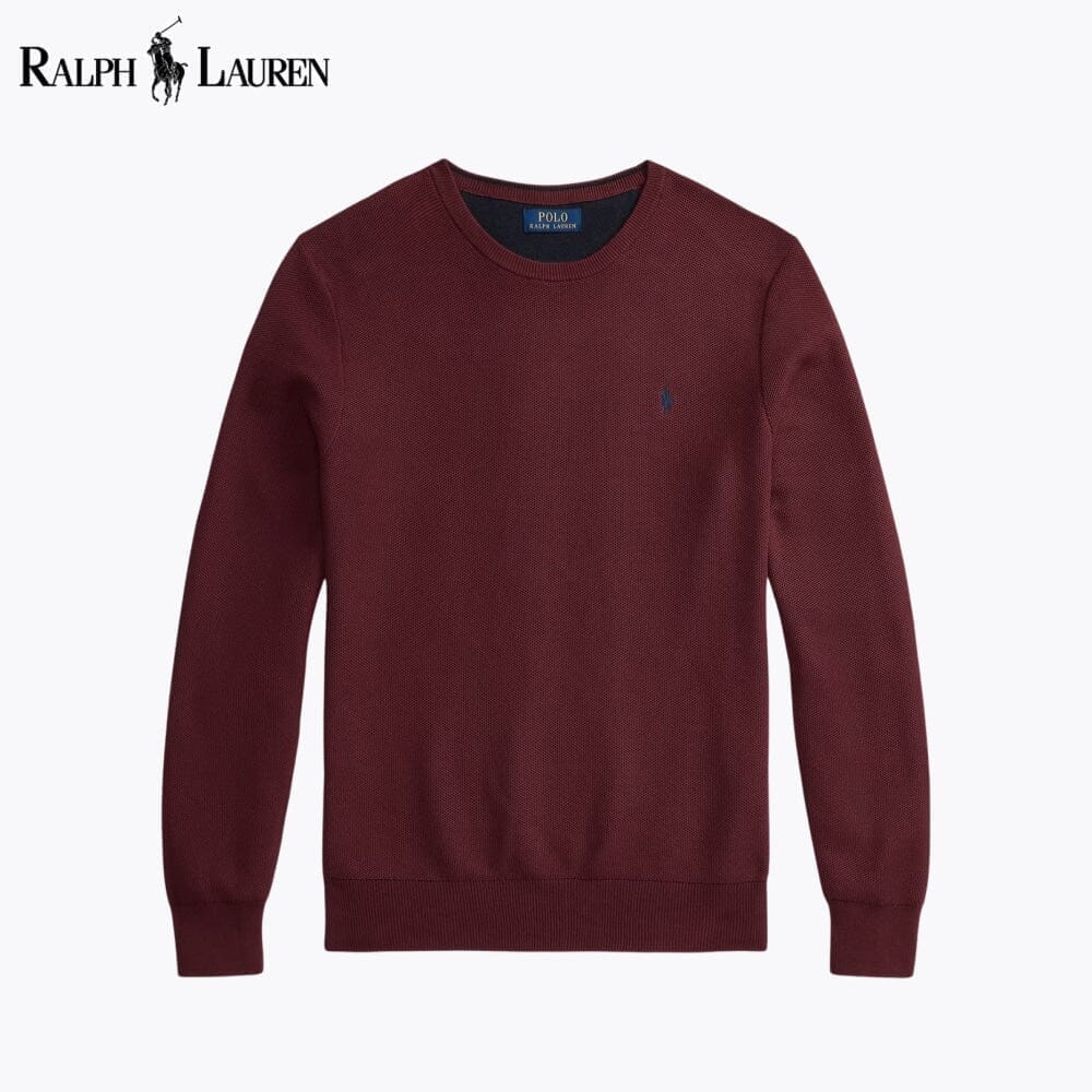 Ralph Lauren Mesh Knit Cotton Crewneck Sweater Grey - Velmont & Rossi