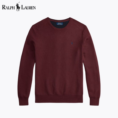 Ralph Lauren Mesh Knit Cotton Crewneck Sweater Grey - Velmont & Rossi